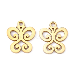 201 Stainless Steel Charms, Butterfly, Golden, 14x12x1mm, Hole: 1.5mm(STAS-Q201-T195-G)