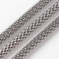 Tarnish Resistant 304 Stainless Steel Mesh Chains, Soldered, Stainless Steel Color, 3mm(CHS-K001-07)