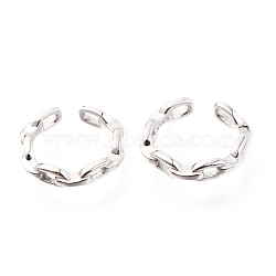 Anti-Tarnish Rhodium Plated 925 Sterling Silver Cuff Earrings, Cable Chain Shape, Platinum, 11.5x2.5mm(EJEW-H124-05P)