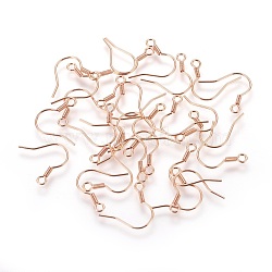 304 Stainless Steel Earrings Hooks, Rose Gold, 16.5~17.5x17~20mm, Hole: 2mm, Pin: 0.7mm(X-STAS-P227-06RG)