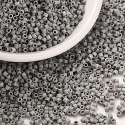 Cylinder Seed Beads, Frosted Colors, Uniform Size, Gray, 2x1.3~1.5mm, Hole: 0.8~1mm, about 888pcs/10g(X-SEED-H001-C07)