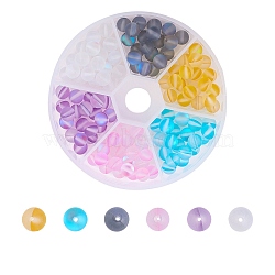 Synthetic Moonstone Beads Strands, Dyed, Holographic Beads, Half AB Color Plated, Frosted, Round, Mixed Color, 6mm, Hole: 1mm, 120pcs/box(G-CJ0001-02)