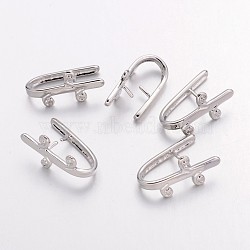 Brass Snap On Bails, Platinum Color, Nickel Free, Size: about 10mm wide, 18mm long, 2mm thick, hole: about 5mm(K301-NF)