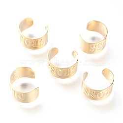 304 Stainless Steel Ear Cuff Findings, with Hole and Word Cross, Golden, 12x7mm, Hole: 1mm(STAS-H151-10G)