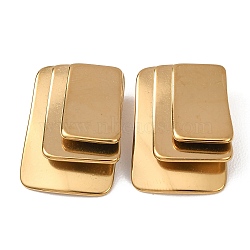 304 Stainless Steel Pendants, Layered Rectangle Charms, Golden, 24x18x7.5mm, Hole: 3x6.5mm(STAS-Z196-02G)