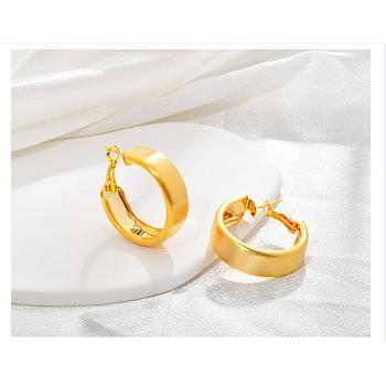 Brass Ring Hoop Earrings for Women, Real 22K Gold Plated, 37.5x10mm