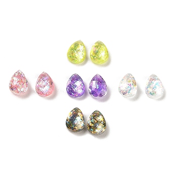 Resin Imitation Opal Cabochons, Single Face Faceted, Teardrop, Mixed Color, 8x6x4mm