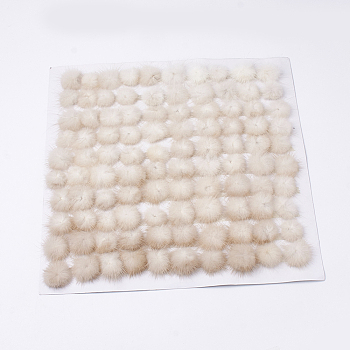 Faux Mink Fur Ball Decoration, Pom Pom Ball, For DIY Craft, Antique White, 3~3.5cm, about 80pcs/board
