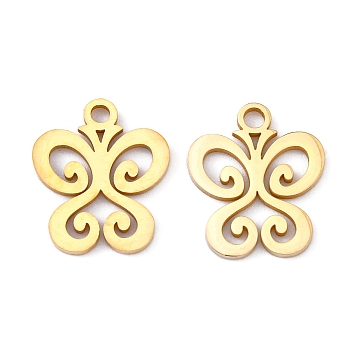 201 Stainless Steel Charms, Butterfly, Golden, 14x12x1mm, Hole: 1.5mm