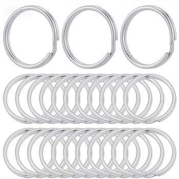 40Pcs 304 Stainless Steel Split Key Rings, Keychain Clasp Findings, Stainless Steel Color, Inner Diameter: 20mm, 23x1.5~2.5mm