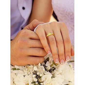 925 Sterling Silver Claddagh Rings for Women, Heart & Crown, Golden, US Size 7(17.3mm)