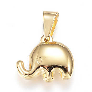 304 Stainless Steel Charms, Elephant, Golden, 17x20x5mm, Hole: 7x3.5mm