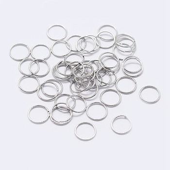 Rhodium Plated 925 Sterling Silver Open Jump Rings, Round Rings, Platinum, 24 Gauge, 6x0.5mm, Inner Diameter: 5mm, about 285pcs/10g