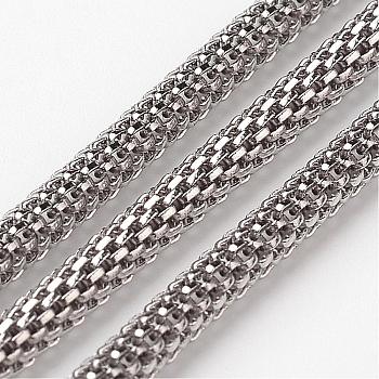 304 Stainless Steel Mesh Chains, Soldered, Stainless Steel Color, 3mm