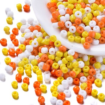 6500Pcs 300G 3 Colors Glass Seed Beads, Opaque Colours Seed, Small Craft Beads for DIY Jewelry Making, Round, Dark Orange, 8/0, 3mm, Hole: 1mm, 100g/color