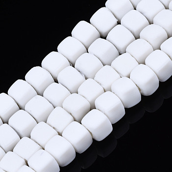 Handmade Polymer Clay Beads Strands, Cube, White, 5x5x5mm, Hole: 1.8mm, about 86~88pcs/strand, 15.35 inch~16.34 inch(39~41.5cm)