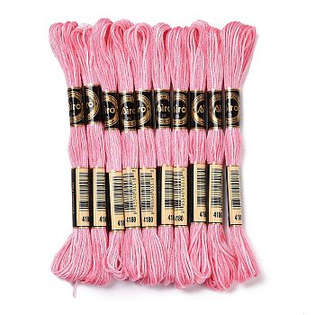10 Skeins 6-Ply Polyester Embroidery Floss, Cross Stitch Threads, Segment Dyed, Hot Pink, 0.5mm, about 8.75 Yards(8m)/skein