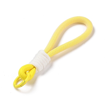 Braided Nylon Strap, Alloy Clasp for Key Chain Bag Phone Lanyard, Yellow, 155mm