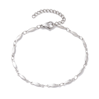 304 Stainless Steel Oval Link Chain Bracelets for Women Men, Stainless Steel Color, 7-1/8 inch(18.2cm)