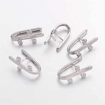 Brass Snap On Bails, Platinum Color, Nickel Free, Size: about 10mm wide, 18mm long, 2mm thick, hole: about 5mm