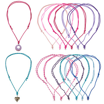 12Pcs 12 Colors Polyester & Spandex Cord Necklace Making, with 304 Stainless Steel Jump Rings, Stainless Steel Color, Mixed Color, 15.98 inch(40.6cm), 1pc/color