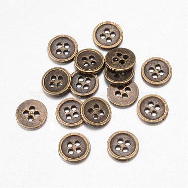 16L(10mm) Antique Bronze Flat Round Alloy 4-Hole Button