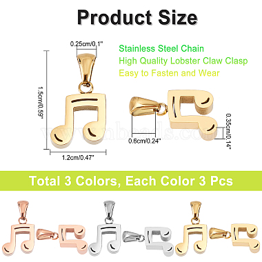 9Pcs 3 Colors 304 Stainless Steel Pendants(STAS-DC0007-27)-6