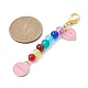 Mother's Day Flat Round with Word Mom & Heart Alloy Enamel Pendant Decorations(HJEW-JM01510-02)-3