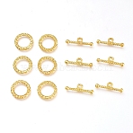 Alloy Toggle Clasps, Ring, Golden, Ring: 12.5x1.5mm, Hole: 8mm, Bar: 5x18x2, Hole: 1.8mm(TIBE-G020-01G)