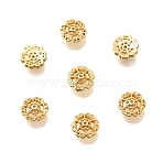 Brass Bead Caps, Flower, Cadmium Free & Lead Free, Rack Plating, Long-Lasting Plated, Real 24K Gold Plated, 6x2mm, Hole: 0.5mm(KK-G600-07G)