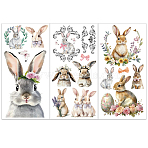 3 Sheets 3 Styles PVC Waterproof Decorative Stickers, Self Adhesive Floral Decals for Furniture Decoration, Rabbit, 300x150mm, 1 sheet/style(DIY-WH0404-530)