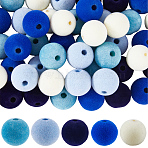 50Pcs 5 Colors Flocky Plastic Beads, Round, Mixed Color, 16.5x15mm, Hole: 3~3.5mm, 10pcs/color(KY-SC0002-31)