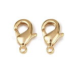 Brass Lobster Claw Clasps, Cadmium Free & Lead Free, Real 24K Gold Plated, 8.5x5x2mm, Hole: 0.8mm(KK-900-G01)