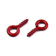 Spray Painted Iron Screw Eye Pin Peg Bails, For Half Drilled Beads, Cadmium Free & Nickel Free & Lead Free, Dark Red, 10x5x1mm, Hole: 2.5mm, Pin: 1.5mm(IFIN-N010-002B-09)