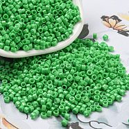 Baking Paint Glass Seed Beads, Cylinder, Lime Green, 2.5x2mm, Hole: 1.4mm, about 45359pcs/pound(SEED-S042-05A-28)