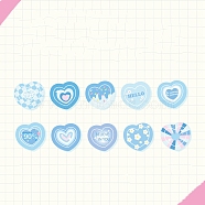 Paper Stickers, for DIY Scrapbooking, Photo Album Decoration, Deep Sky Blue, Heart: 18x16mm(DIY-H168-02A)