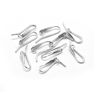 Brass Earrings Hook Findings, with Horizontal Loop, Platinum, 24x7x4mm, Hole: 1.6mm, 20 Gauge, Pin: 0.8mm(KK-L184-27P)