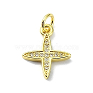 Brass Micro Pave Clear Cubic Zirconia Charms, Star, 14x12x2mm, Hole: 3mm(KK-H475-59G-04)