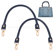 Leather Bag Handles, with Alloy Clasps, for Bag Straps Replacement Accessories, Prussian Blue, 400x14x9~10mm(FIND-PH0015-44C)