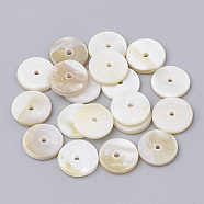 Freshwater Shell Beads, Disc/Flat Round, Heishi Beads, Creamy White, 6x1mm, Hole: 1mm(SHEL-Q021-06A)
