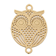 Rack Plating Brass Hollow Out Connector Charms, Long-Lasting Plated, Owl Etched Metal Embellishments, Light Gold, 16.5x11.5x0.3mm, Hole: 1.2mm(KKC-D001-29KCG)