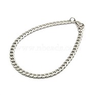 304 Stainless Steel Curb Chain/Twisted Chain Bracelet Making, with Lobster Claw Clasps, Stainless Steel Color, 8-1/4 inch(210mm), 5mm(STAS-A028-N121P)