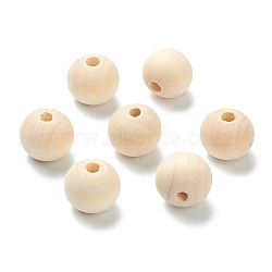 Natural Unfinished Wood Beads, Round Wooden Loose Beads, Wheat, 19x17.5mm, Hole: 5.5mm, about 240pcs/500g(WOOD-XCP0001-19F)