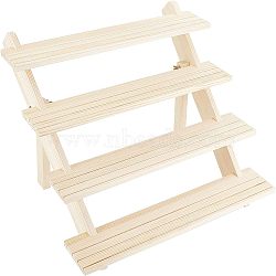 4- Tier Wood Display Stands, for Plants & Doll Display, with Iron Screws, BurlyWood, Finish Product: 39x40x32cm(ODIS-WH0027-028)