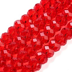 Handmade Glass Beads, Faceted Rondelle, Red, 12x8mm, Hole: 1mm, about 72pcs/strand(G02YI0G4)