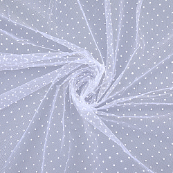 Polyester Polka Dot Mesh Fabric, for Garment Accessories, White, 1600mm, 1 yard/pc(DIY-WH20081-046B)