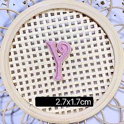 Computerized Embroidery Cloth Self Adhesive Patches, Stick on Patch, Costume Accessories, Letter, Pink, Y:27x17mm(FIND-TAC0002-01Y)