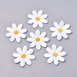 Computerized Embroidery Cloth Iron on/Sew on Patches, Costume Accessories, Appliques, Flower, White, 33x33x1.6mm(DIY-WH0162-30)