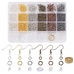 DIY Earring Making Finding Kit, Including Brass Earring Hooks & Jump Rings & Ring Tools, Plastic Ear Nuts, Tweezers, Mixed Color, 3568Pcs/box(DIY-YW0006-36)