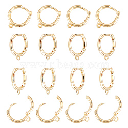 10 Pairs Brass Huggie Hoop Earrings Finding, with Horizontal Loop, Ring, Real 14K Gold Plated, 12 Gauge, 16.5x13.5x2mm, Hole: 1.5mm, Pin: 1mm(FIND-AR0002-22)